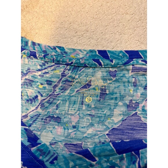 Lilly Pulitzer Daley Tee Tortuga Time Size S Blue ocean turtle shirt summer t - Picture 6 of 7
